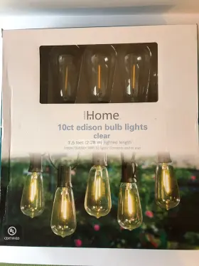 Outdoor Home 719283919885 Edison Bulb String Light Set 10 Bulbs 7.5 Feet Long Patio Deck