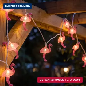Oviejo 783525215639 8.5ft Pink Flamingo Outdoor String Lights Summer Patio With