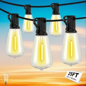 Ch-e12a-st38-12l-0.6w Oviviam Led Outdoor String Lights 25ft Warm White Patio With 12 1 Shatterproof St