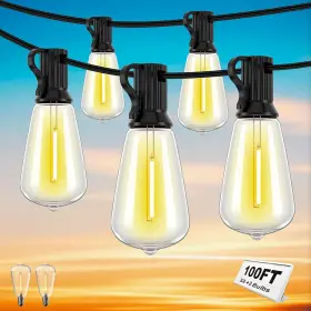 Ch-e12a-st38-32l-0.6w Oviviam 100ft Outdoor String Lights Patio For Outside With 32 2 Shatterproof