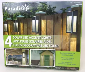 Paradise 627442226081 Solar 4 Pack Led Accent Lights 10 Lumens Cast Aluminum - Black