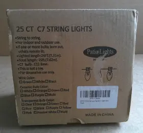 Ls9g2 Patio Lights 25-count C7-bulb Multi-color Green Wire