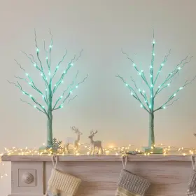 B0cpv4nl4t Peiduo 2pk Blue-green Led Tree Lights Battery/usb Timer 26 Inch Tall Decor