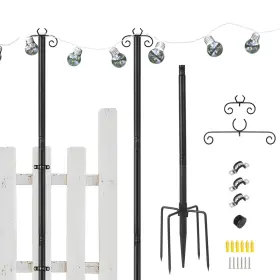 Pe-3001 Pelteflu 2 Pack String Light Poles 10 Ft Metal With Fork For Outdoor Ligh