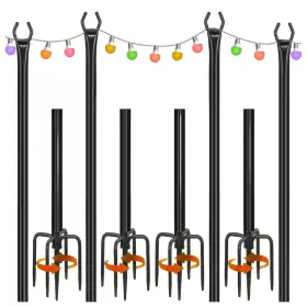 Phewnyzo 744759886545 4-pack 9.8 Ft. Metal String Light Poles For Outdoor Decks Gardens Patios And