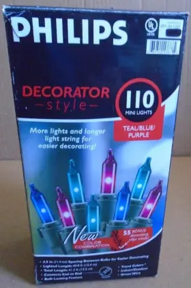 113887 Philips 110 Minilights Multi Color Green Wire 55 Bonus Clips
