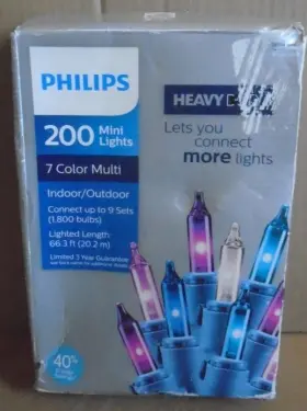 118109-101 Philips 200 Mini Lights Heavy Duty Multi-color Green Wire