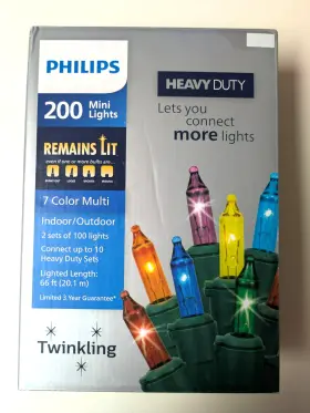 Philips 661580-101 200 Mini Lights Heavy Duty Multi-color Twinkling