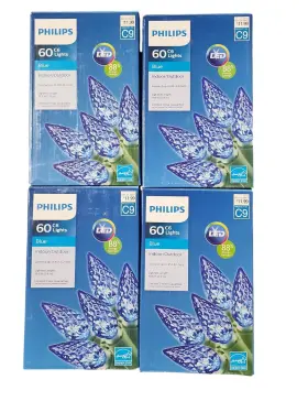 Philips 689720088248 4 Boxes - 60 Count C6 Led String Lights Blue 19.6 Ft Indoor/outdoor Philips 689720088248 4 Boxes - 60 Count C6 Led String Lights Blue 19.6 Ft Indoor/outdoor