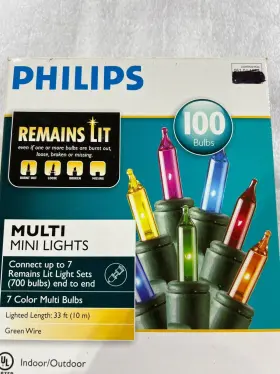 Philips 689720310660 100 Remains Lit Multi Mini 7 Color 33 Foot String Lights Lot 2 New