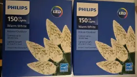 Philips 689720478155 Lot Of 2x Boxes 70 Count Warm White Led Faceted C6 String Light 17ft
