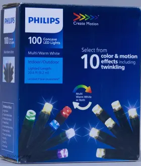 Philips 689720607159 100 Concave Led Multi/warm White 10 Function Mini String Lights Nib