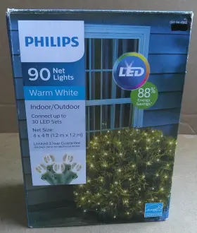 717385-101 Philips 90 Sphere Led Net Lights Green Wire Warm White