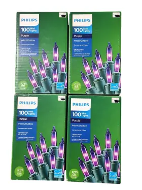 Philips 741895019288 4 Boxes - Purple 100 Mini Lights Green Wire 24.7ft Indoor Outdoor