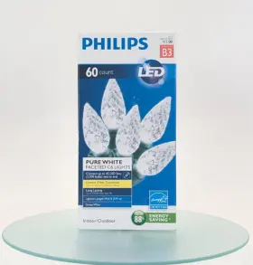 5081715m Philips 741895301741 60ct Pure White Led C6 Faceted String Lights 19.6ft