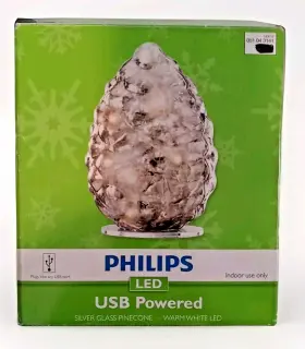 Philips 741895337320 Led Usb Powered Silver Glass Pinecone Warm White