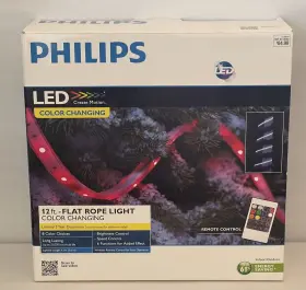 742393-101 Philips Led 12 Ft Flat Rope Light 8 Color Choices Wireless Remote Control New