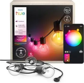 Philips 929003858401 Hue Festavia Globe Outdoor String Lights Color 45ft 16 Bulbs Black