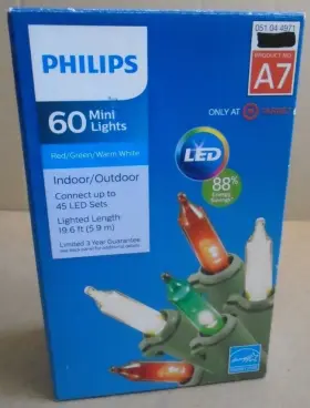 Z2722-19 Philips 60 Mini Led Lights Green Wire Multicolor 19.6 Ft