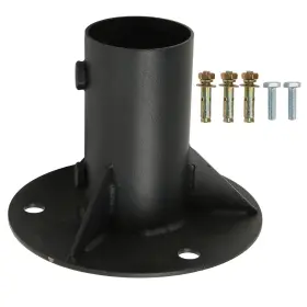 Pocreationp91r4ggqah-12 Pocreation Heavy Duty Steel Base Flange For Fence Lamp Mailbox Posts - 2 Inch Black Roun