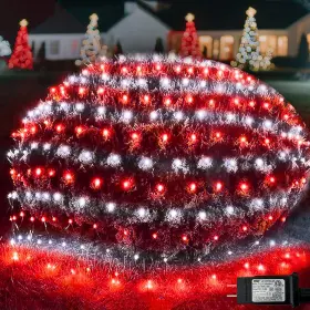 B0fb9145cs Pooqla 300 Led Christmas Net Lights 14.8x4.9ft Outdoor Mesh Fairy Decor 8 Modes