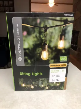 0805200 Portfolio Landscape String Lights Commercial Grade 12cnt 24 Ft Length
