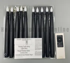 9295930 Pottery Barn 10 Floating Candle Led String Lights Black 120 Inch #4844b
