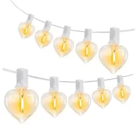 Pt-ht10050-27k Preter White String Lights Outdoor 100ft With 52 Novelty Heart-shaped Led 2700k Bulbs