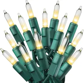14544167  Prextex 100 Count Clear Christmas Tree Lights With Green Wire - 20 Ft Warm White