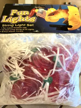 Primal 736757064513 Vintage Blow Mold String Light Set/10 Red Roses Garden Derby New
