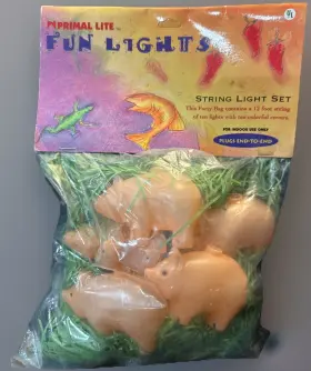 Primal Lite 736757013047 Vtg Plastic Blow Mold Pack-o-piggies Pigs 1999 String Light Set New
