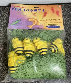 Primal Lite 736757014341 Vintage 90s Bumblebee Blow Mold String Lights Honey Bees New Outdoor