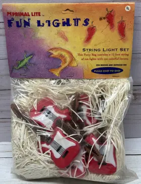 Primal Lite 736757020151 Fun Lights String 12ft Light Set Red Plastic Electric Guitars 1999 Vtg New