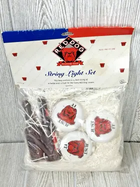 Primal Lite 736757076004 Nwt Red Dog Beer 14ft String Lights Party Patio Rv Camping Vintage 1990s Bulldog