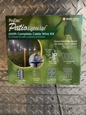 1007469038 Prodec 200 Ft. Complete Cable Wire Outdoor Patio Light Kit
