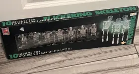 Pumpkin Hollow 041895798306 Vintage 1996 Flickering/neon Glowing Skeleton Lights String Of 10 Read
