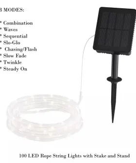 50-lg1009 Pure Garden Warm White Solar-powered Outdoor Rope Light 38 Foot