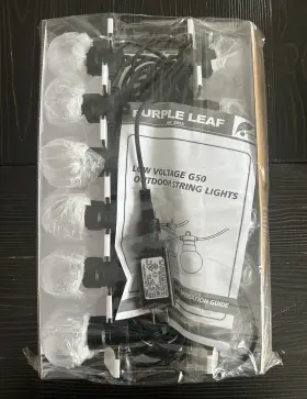 Purple Leaf Zydpd01 24ft Outdoor Led String Lights 12 G50 Bulbs Low Voltage Black