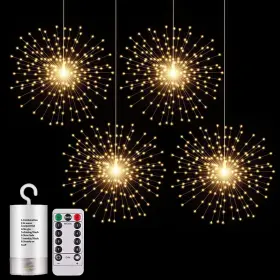 Pxbniuya 800689599877 4 Pack Starburst Sphere Lights 200 Led Firework 8 Modes Dimmable Remote