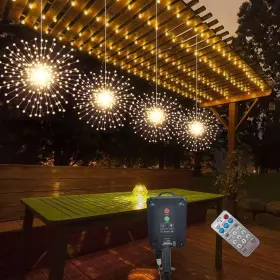 B0fgttb7lc Pxbniuya 4-pack 800 Led Solar Starburst Sphere Lights Remote Control Timer Firework
