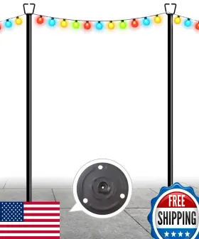 B0bc8r3xm2 Queension 10ft Outdoor String Light Poles Adjustable Height Heavy Duty Base