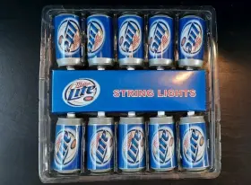 Rabbit Tanaka 699914432993 Rare Miller Lite Beer Cans String Lights 9 Ft. Indoor/outdoor Man Cave/bar/room