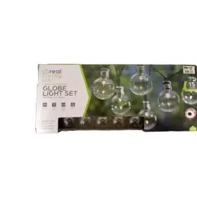Real Living 764878630256 6.5ft 14.5ft Solar Led String Lights Auto On And Off - 15 Bulbs New