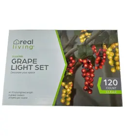 Sl1246 Real Living Grape String Lights Green And Red 6 Ct Cluster Indoor/outdoor