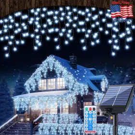 B0cbkcff21 Retisee 65ft Cold White Solar Icicle Christmas Lights Outdoor Decoration 600 Led