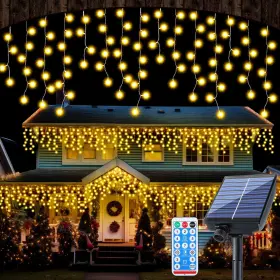 B0cm9lsg5g Retisee 65ft Warm White Solar Icicle Christmas Lights Outdoor Decor 600 Led