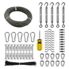Hf050-m5-silver-50m Riayer 165ft Outdoor String Light Hanging Kit 1/16 Vinyl-coated 304 Stainless Steel