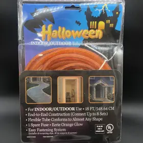 Rite Aid 012495455227 Halloween Orange 18 Ft Tube Rope Lights Indoor Outdoor W Clips Tie Wraps Nib