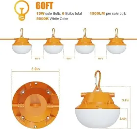 Swb6 Riuvao 60ft Construction String Lights 90w Work Light For Jobsit