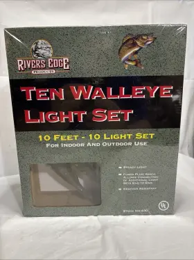 Rivers Edge 643323430002 10 Walleye Lights 10ft String Set Christmas Bulbs Camping Fish Lodge
